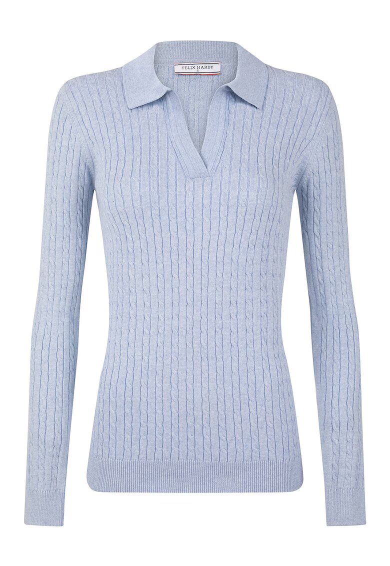 Felix Hardy Pulover slim-fit cu model torsade - Albastru deschis