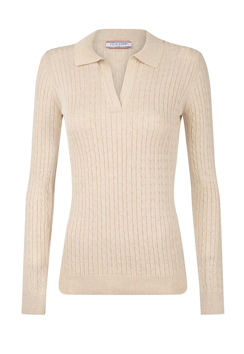 Felix Hardy Pulover slim-fit cu model torsade - Bej inchis