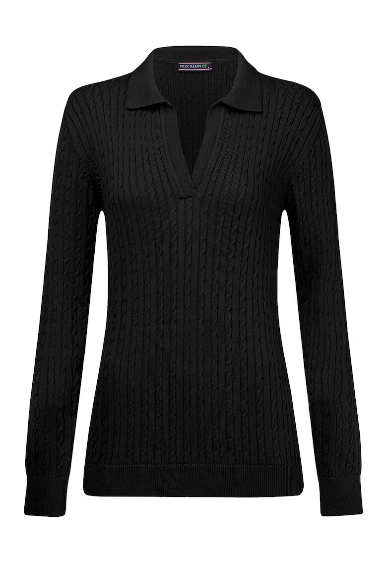 Felix Hardy Pulover slim-fit cu model torsade - Negru