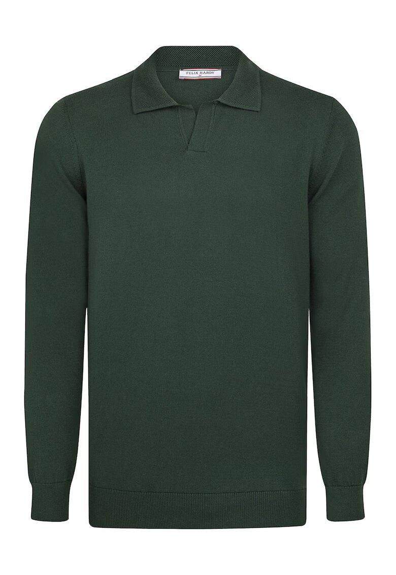 Felix Hardy Pulover tricotat cu guler polo - Verde inchis