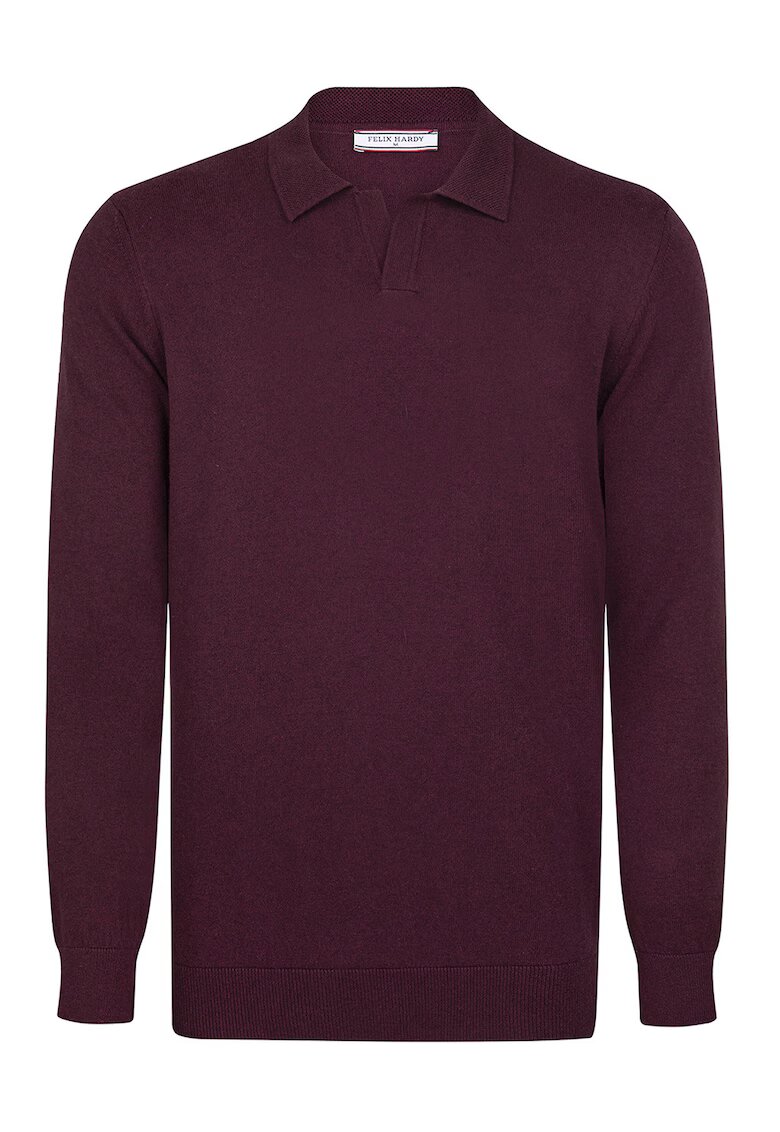 Felix Hardy Pulover tricotat cu guler polo - Visiniu