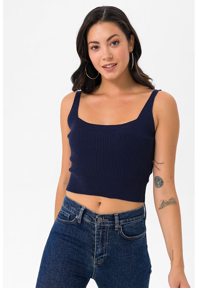 Felix Hardy Top crop cu aspect striat - Bleumarin