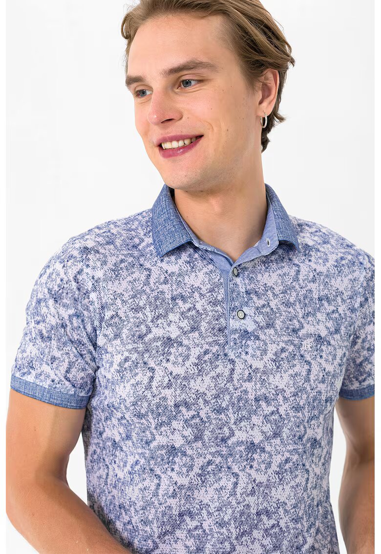 Felix Hardy Tricou polo cu imprimeu - Alb/Albastru inchis