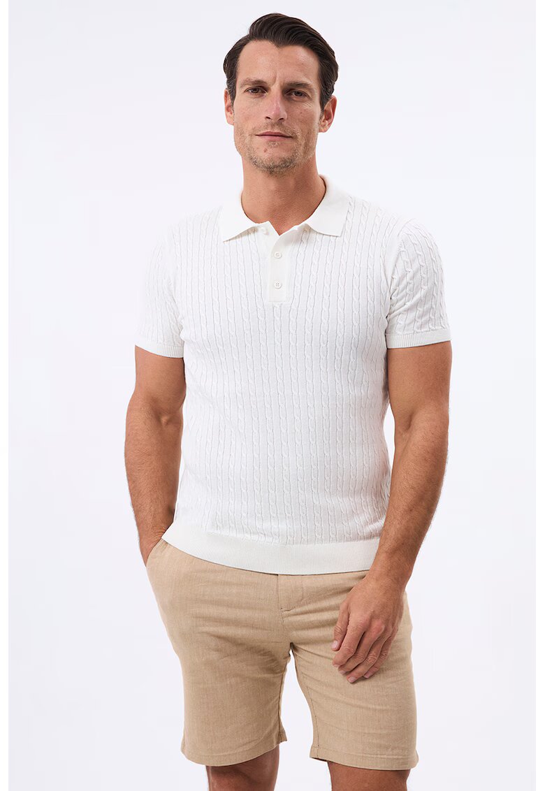 Felix Hardy Tricou striat cu guler polo - Alb murdar