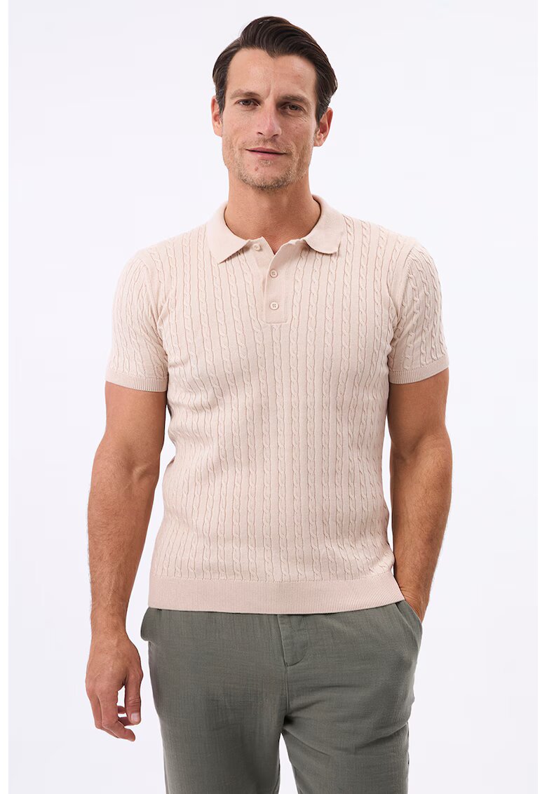 Felix Hardy Tricou striat cu guler polo - Bej