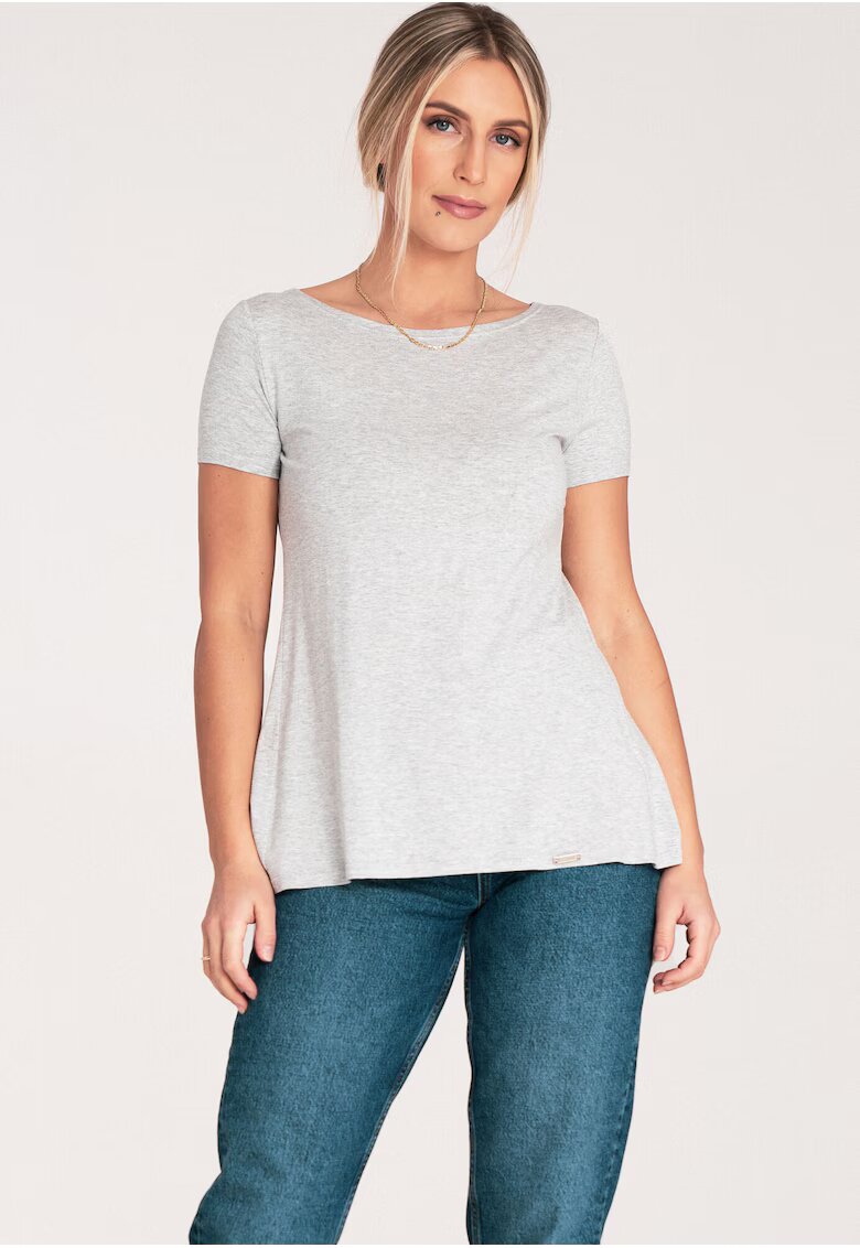 Figl Bluza dama asimetrica - cu volane - gri deschis - poliester