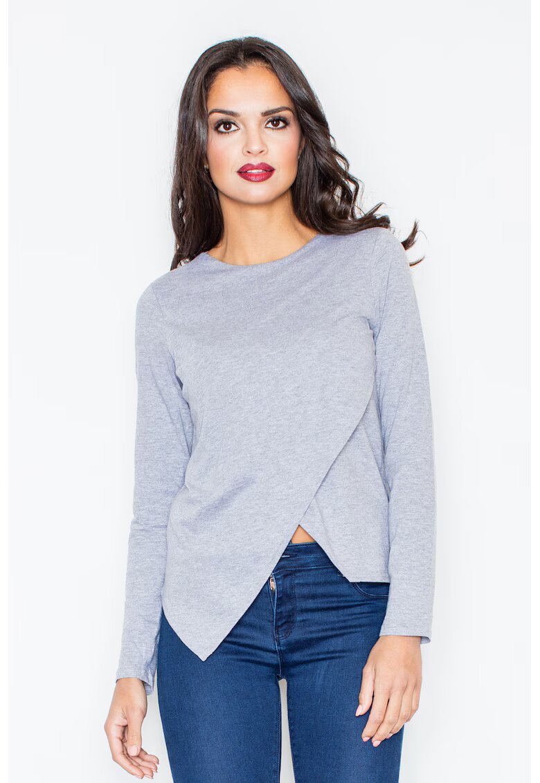 Figl Bluza dama - Asimetrica - Poliester/Elastan/Viscoza - Albastru deschis -