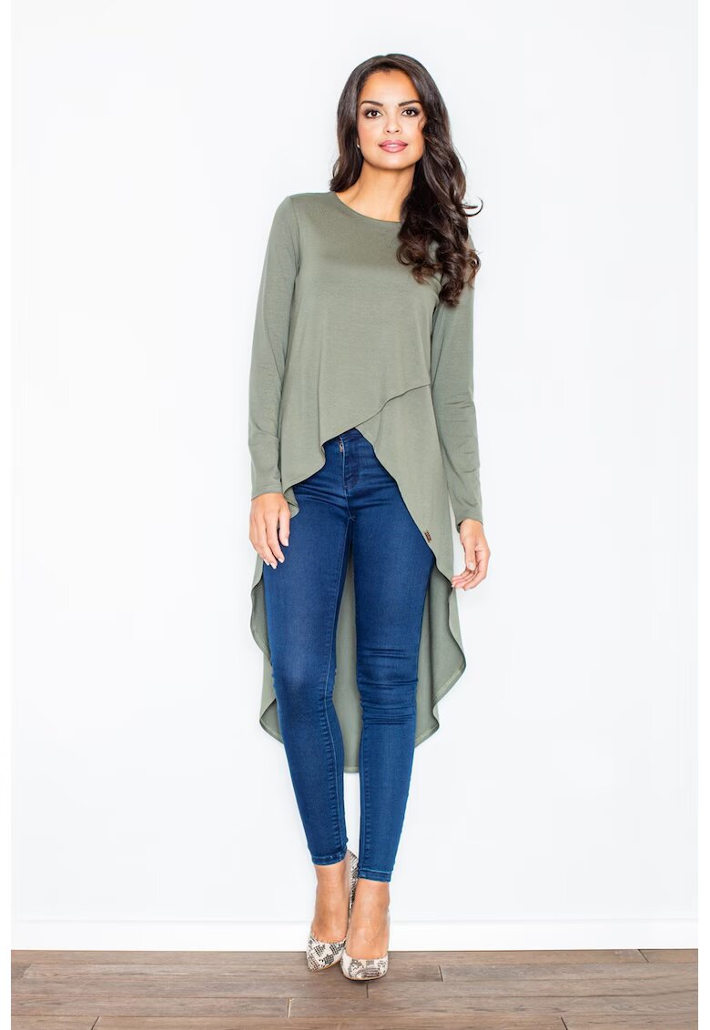 Figl Bluza dama asimetrica - Viscoza/Elastan - Masliniu