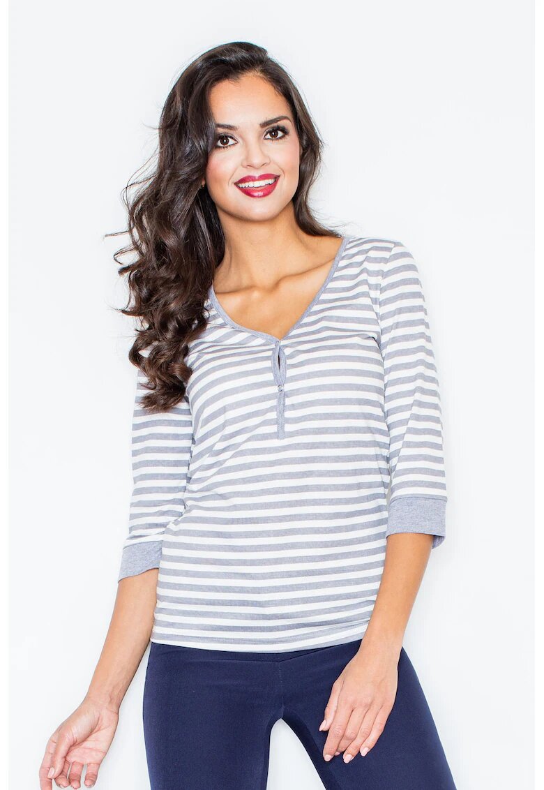 Figl Bluza dama - Bumbac/Elastan - Gri/Alb