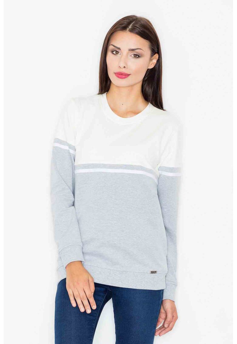 Figl Bluza dama - Bumbac/Elastan - Gri/Ecru -