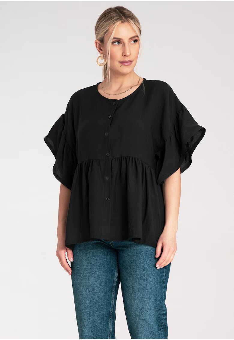 Figl Bluza dama - camasa - volane - neagra - bumbac -