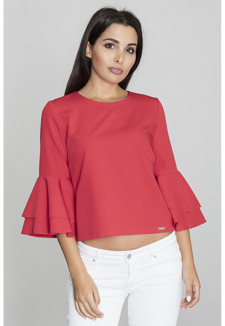 Figl Bluza dama - Cu volane - Poliester/Viscoza - Rosu
