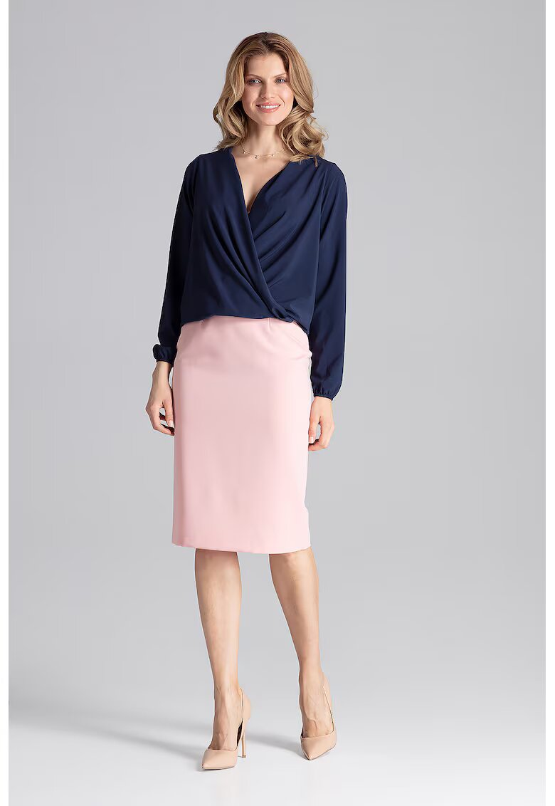 Figl Bluza dama eleganta - Maneca lunga - Poliester/Elastan - Bleumarin