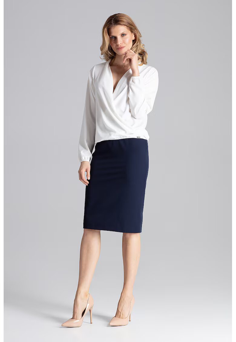 Figl Bluza dama eleganta - Maneca lunga - Poliester/Elastan - Ecru