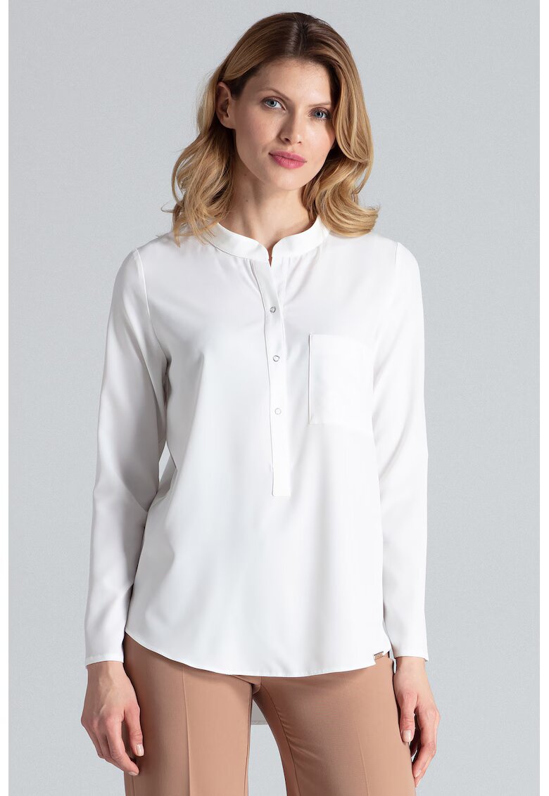 Figl Bluza dama eleganta - Poliester/Elastan - Cu guler - Ecru