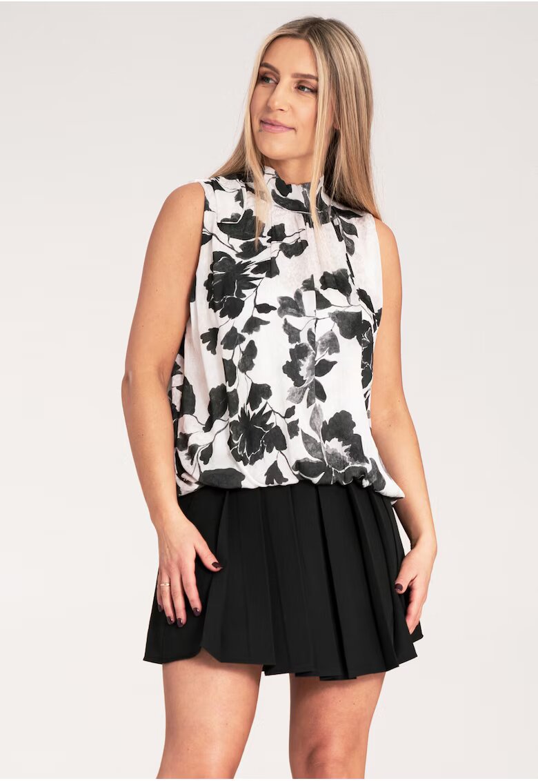 Figl Bluza dama - Fara maneci - Poliester - Alb/Negru -