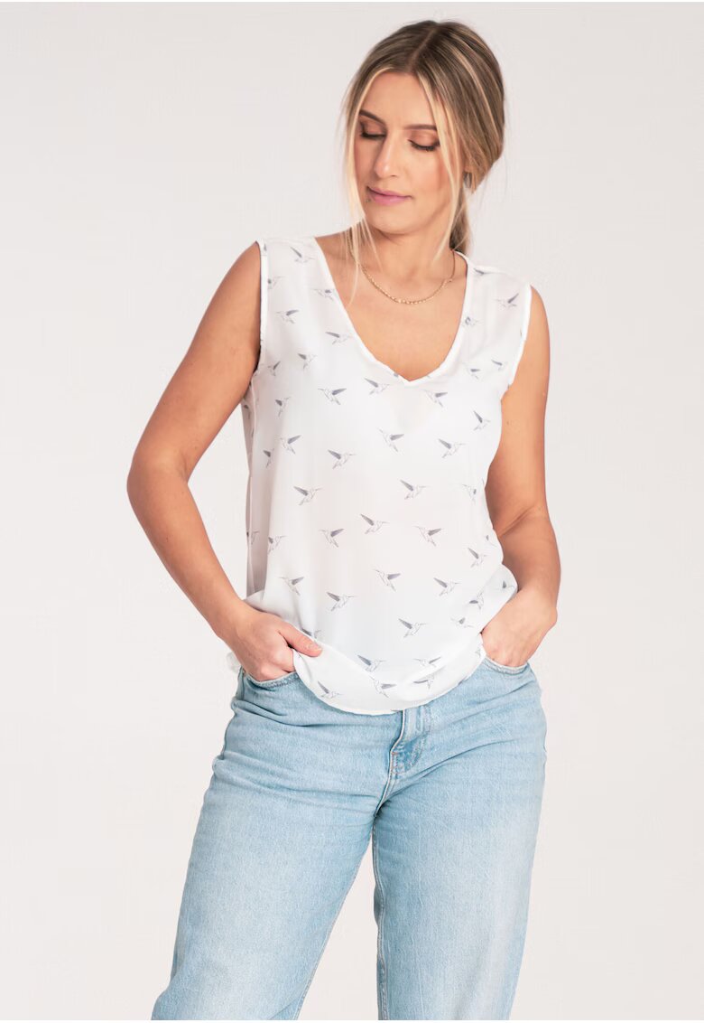 Figl Bluza dama - Fara maneci - Poliester - Ecru