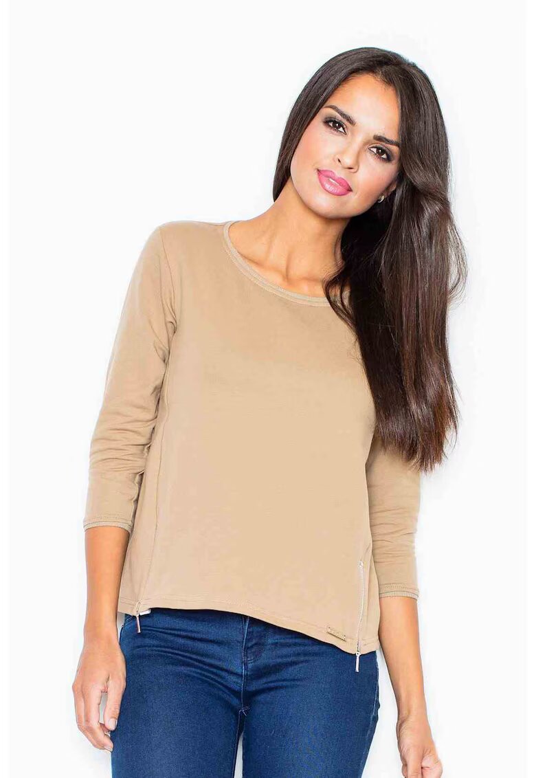Figl Bluza dama - Fermoare - Poliester/Elastan - Bej -