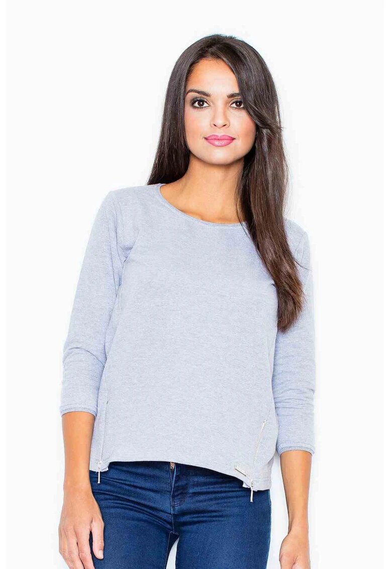 Figl Bluza dama - Fermoare - Poliester/Elastan - Gri albastrui