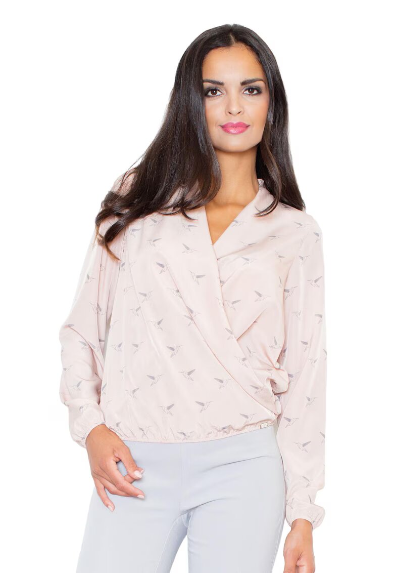 Figl Bluza dama - M371 - eleganta - maneci lungi - roz - poliester