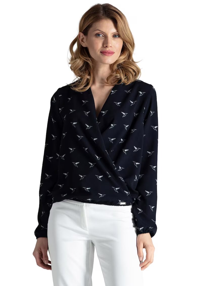Figl Bluza dama M371 - poliester - imprimeu pasare - maneci lungi
