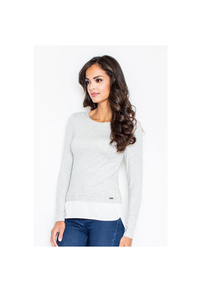 Figl Bluza dama M374 - gri deschis - maneca lunga - material viscoza -