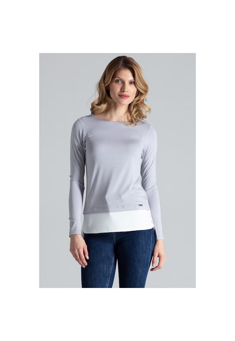 Figl Bluza dama M374 - maneca lunga - gri inchis - viscoza de inalta calitate -