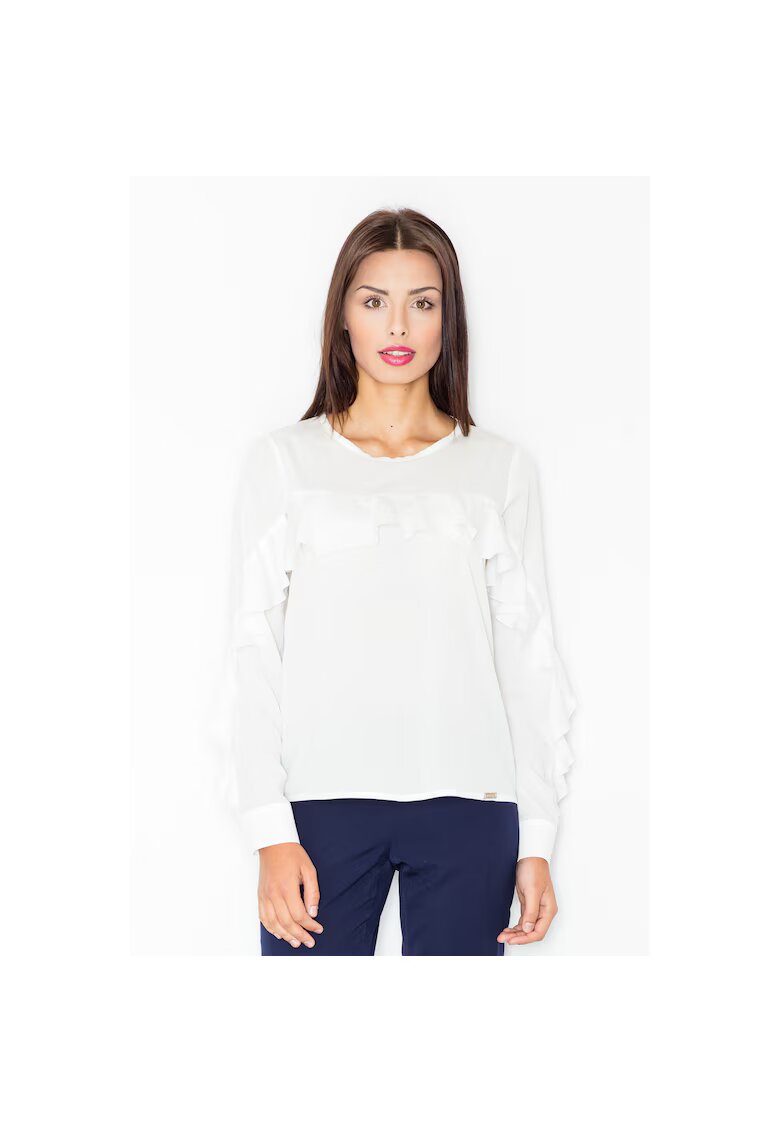 Figl Bluza dama - M466 - eleganta - maneca lunga - bej - poliester -