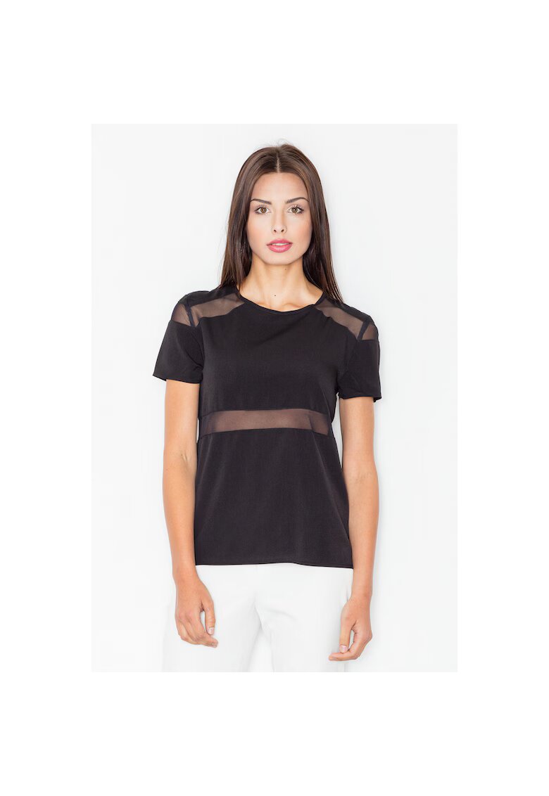 Figl Bluza dama M468 - neagra - maneca scurta - poliester - elastan -