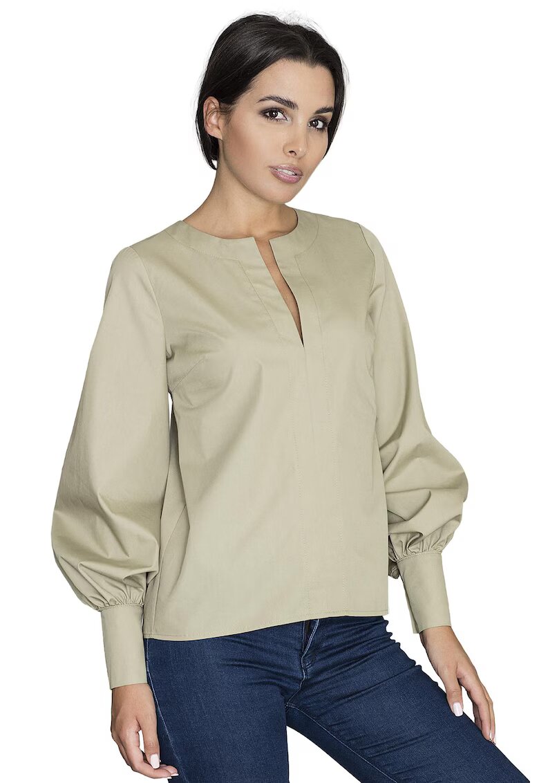 Figl Bluza dama M561 - maneci bufante - verde maslina - bumbac-poliester