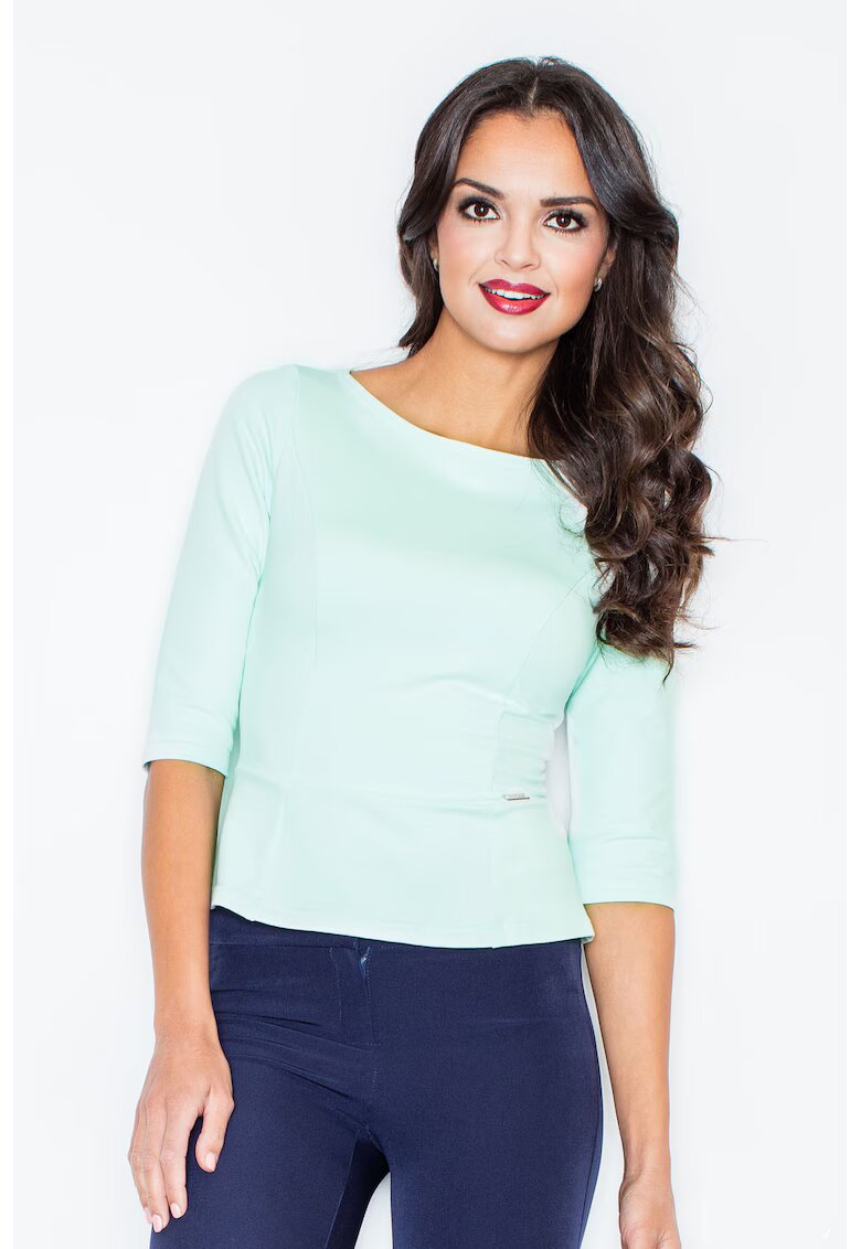 Figl Bluza dama - Maneca lunga - Bumbac - Turcoaz -