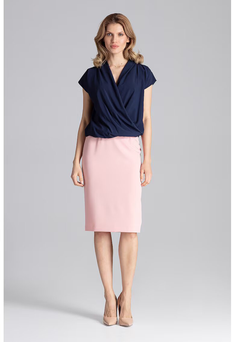 Figl Bluza dama - Maneca scurta - Eleganta - Poliester/Elastan - Bleumarin