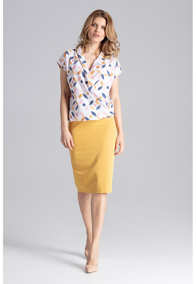Figl Bluza dama - Maneca scurta - Eleganta - Poliester/Elastan - Multicolor