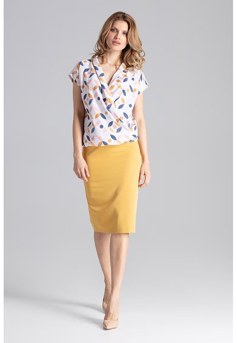 Figl Bluza dama - Maneca scurta - Eleganta - Poliester/Elastan - Multicolor