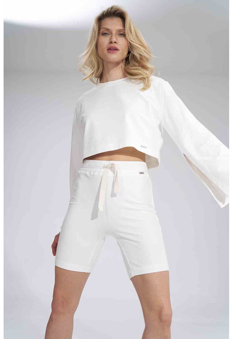 Figl Bluza dama - Maneci decupate - Bumbac/Elastan - Alb -