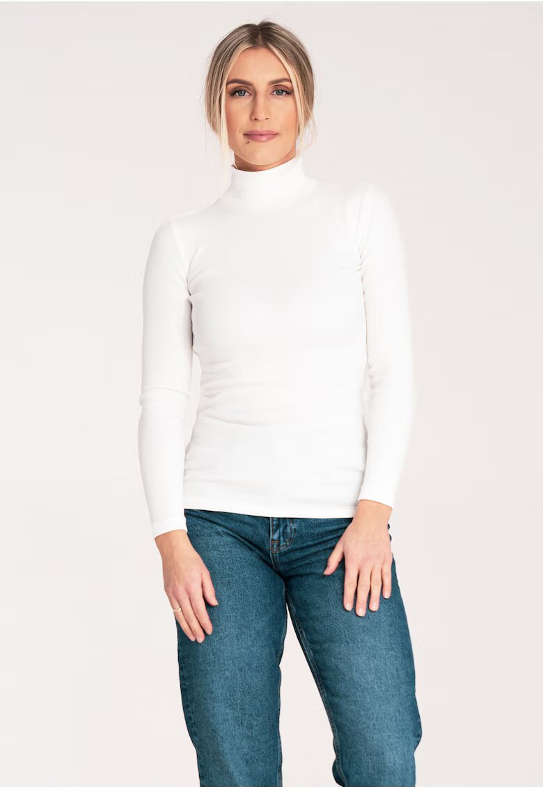 Figl Bluza dama pe gat - Bumbac/Elastan - Alb