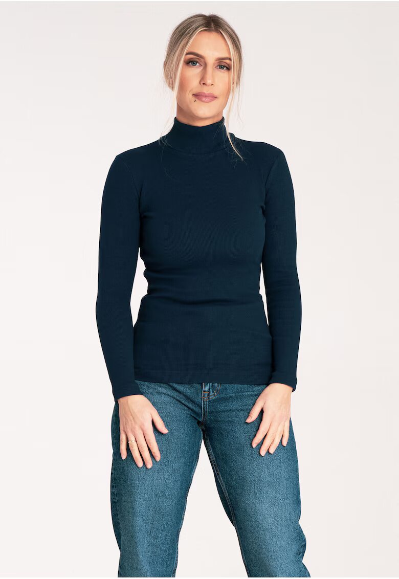Figl Bluza dama pe gat - Bumbac/Elastan - Bleumarin