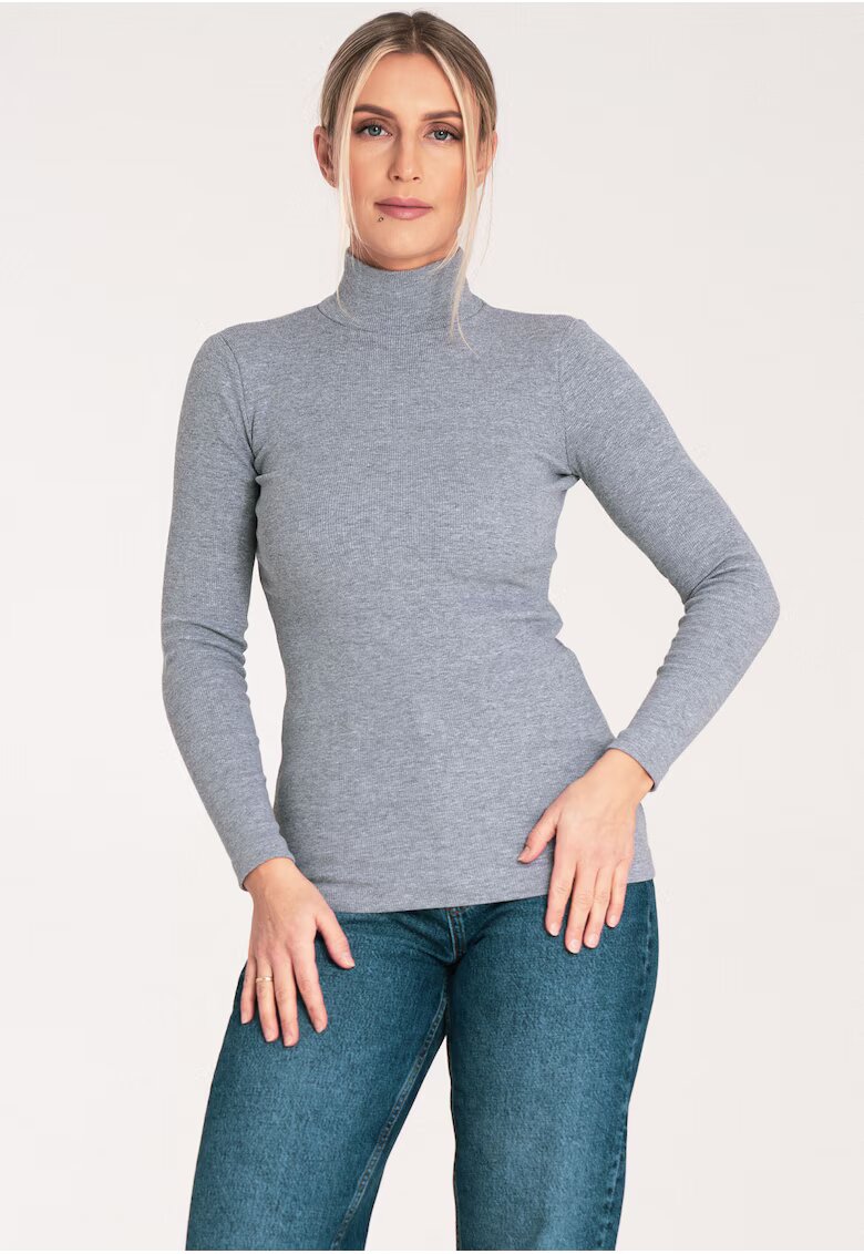 Figl Bluza dama pe gat - Bumbac/Elastan - Gri