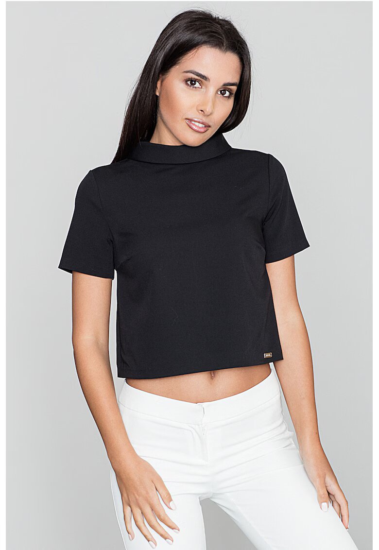 Figl Bluza dama - Pe gat - Cu maneca scurta - Poliester/Viscoza - Negru