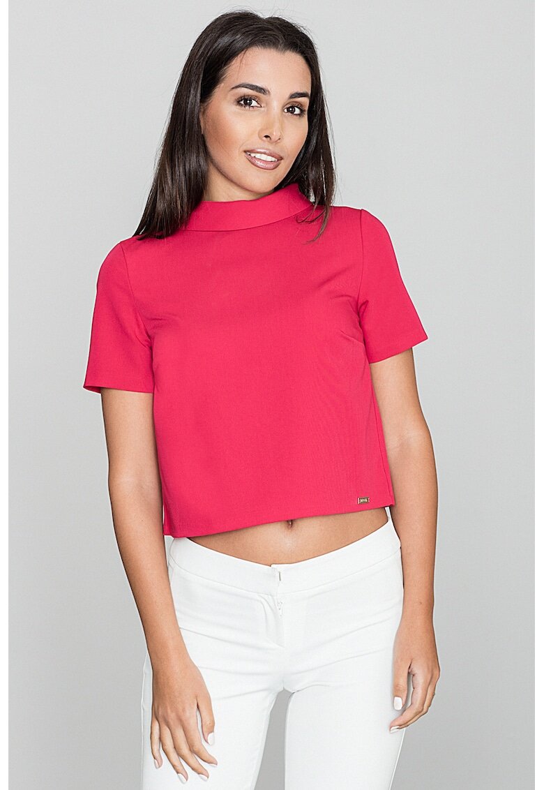 Figl Bluza dama - Pe gat - Cu maneca scurta - Poliester/Viscoza - Rosu