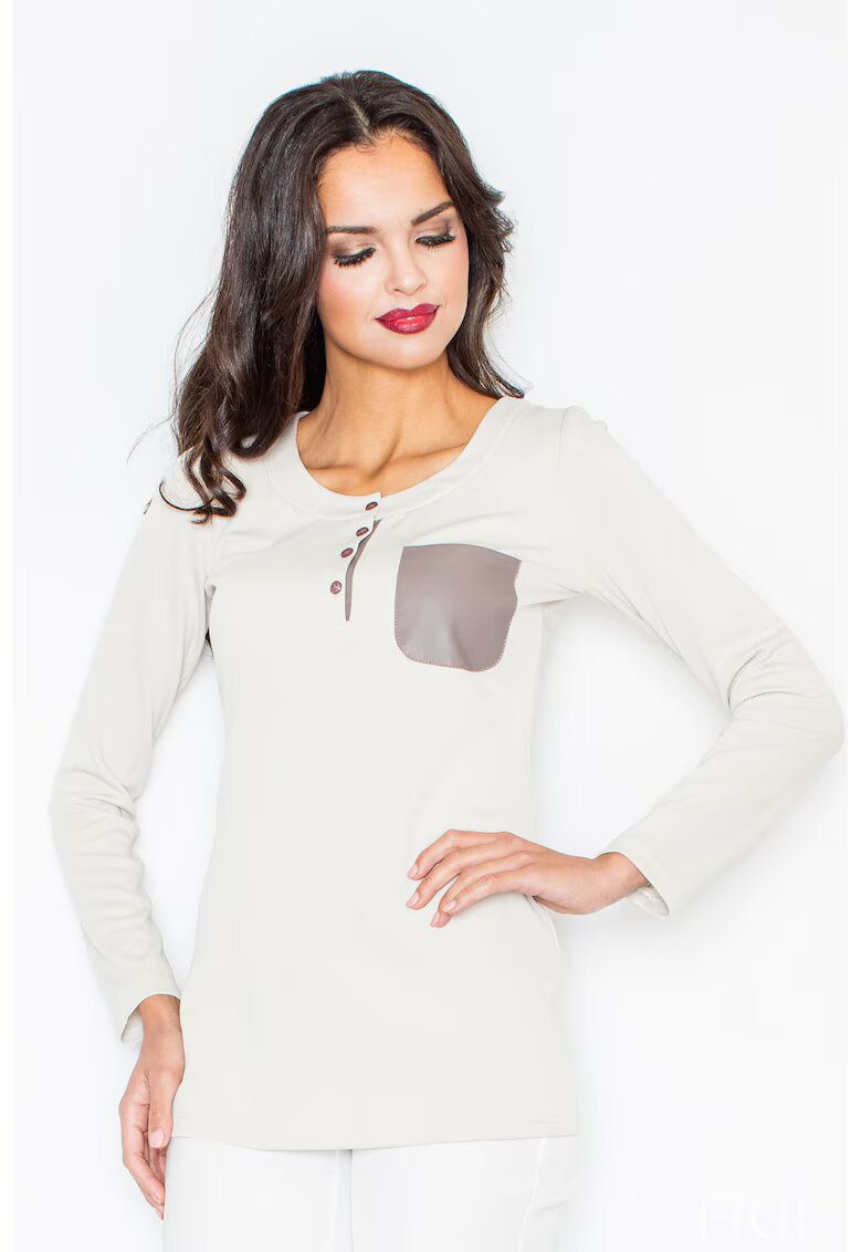 Figl Bluza dama - Poliester/Elastan - Cu nasturi - Bej