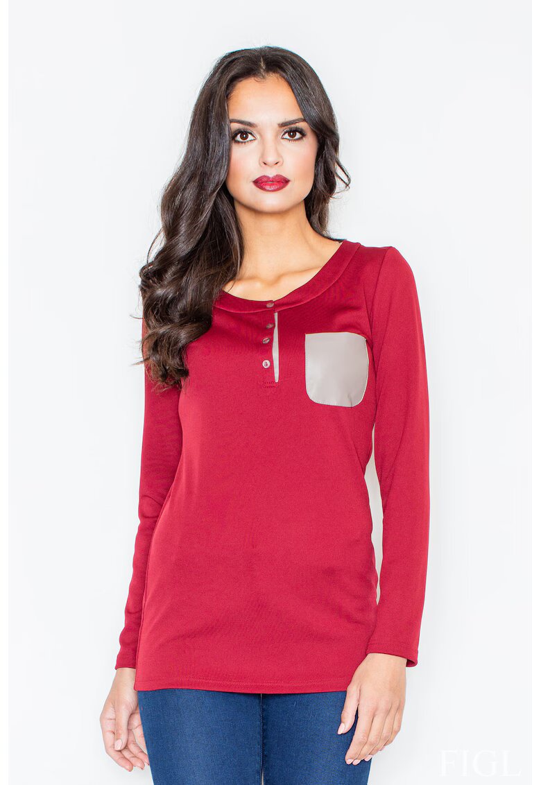 Figl Bluza dama - Poliester/Elastan - Cu nasturi - Rosu