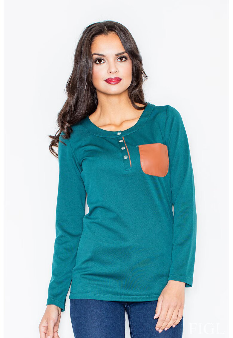 Figl Bluza dama - Poliester/Elastan - Cu nasturi - Verde