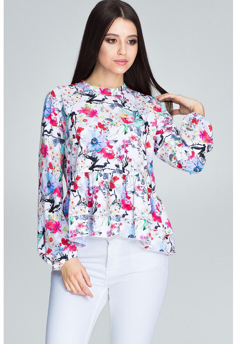 Figl Bluza dama - Poliester/Elastan - Cu volane - Multicolor