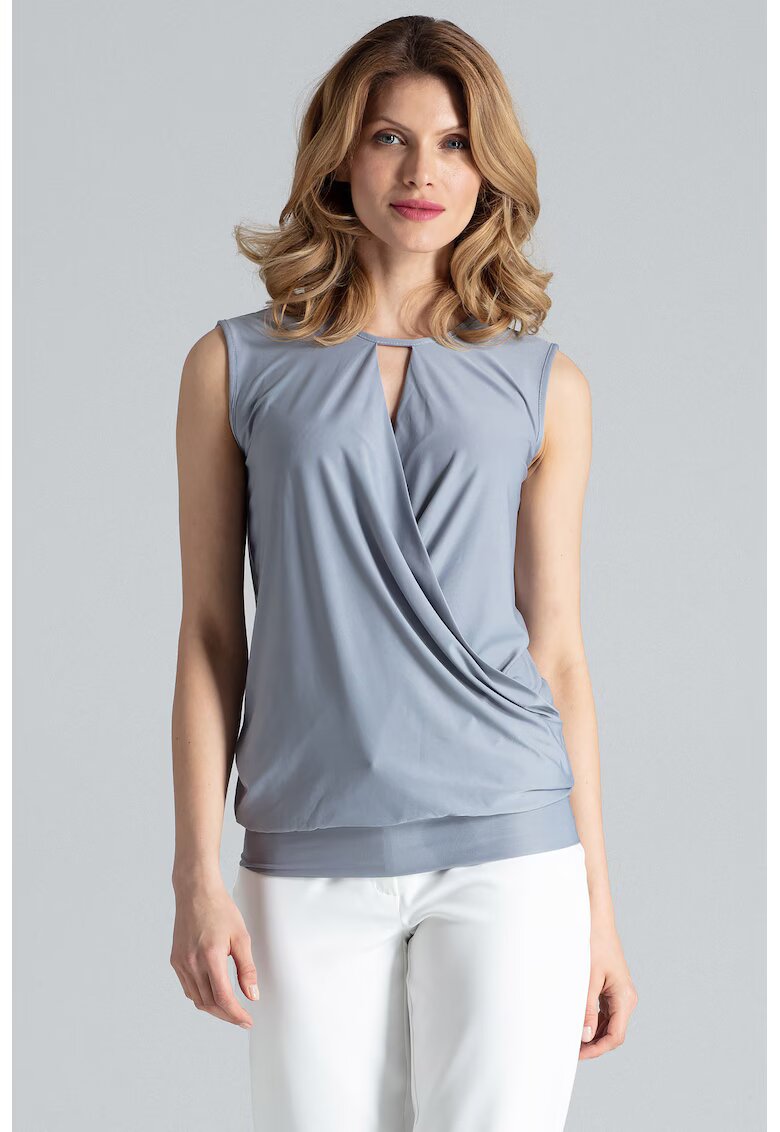 Figl Bluza dama - Poliester/Elastan - Fara maneci - Eleganta - Gri