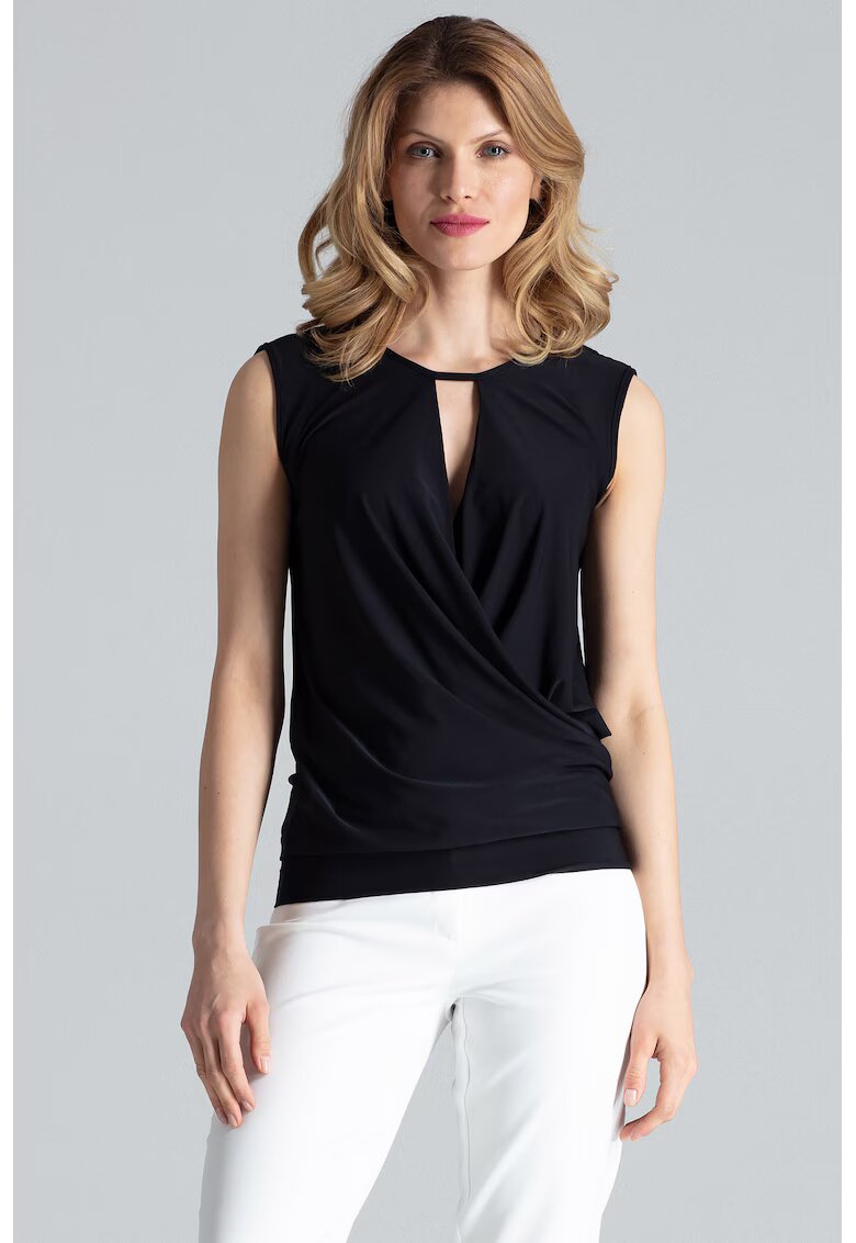 Figl Bluza dama - Poliester/Elastan - Fara maneci - Eleganta - Negru