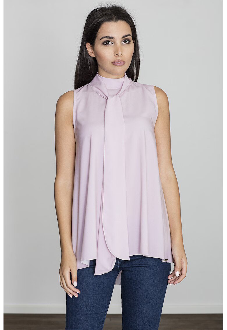 Figl Bluza dama - Poliester/Elastan - Guler tip cravata - Roz