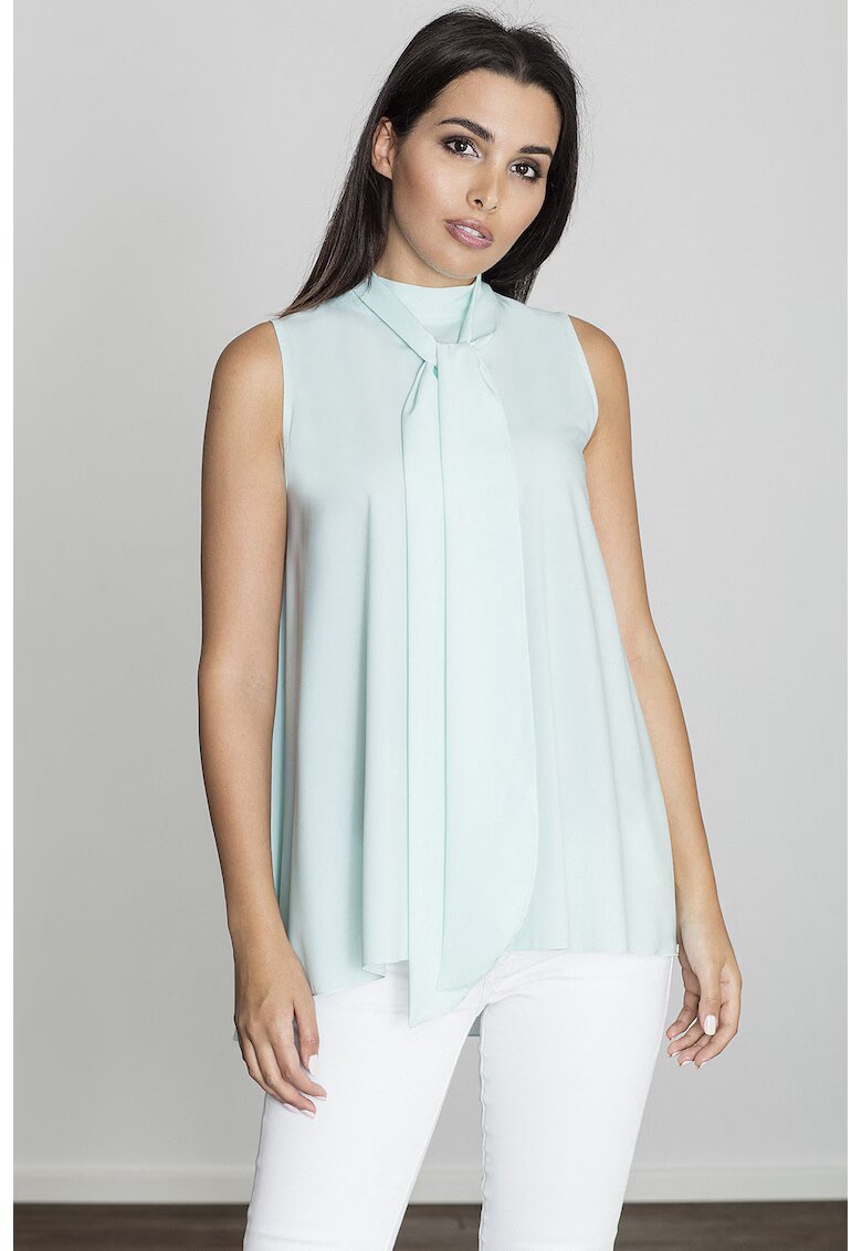 Figl Bluza dama - Poliester/Elastan - Guler tip cravata - Verde menta