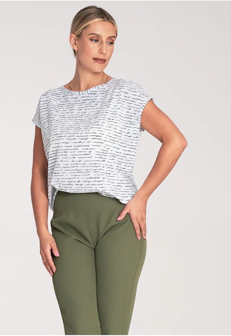 Figl Bluza dama - Poliester/Elastan - Maneca scurta - Alb/Negru