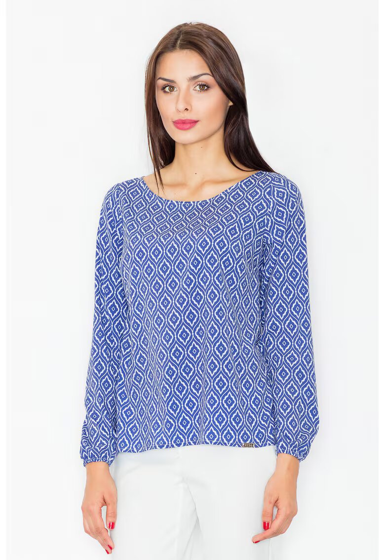 Figl Bluza dama - Poliester/Elastan - Model geometric - Albastru